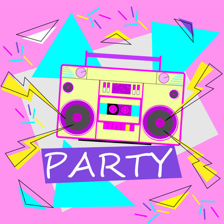 Picture of a tape recorder with a party sign. Vectorのイラスト素材