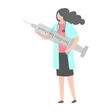 Doctor icon with syringe on a white background.のイラスト素材