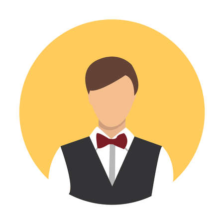 Icon of little man with butterfly on a backgroundのイラスト素材