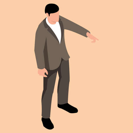 illustration of a man in a suit showing his handのイラスト素材