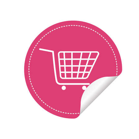 shopping cart on cool stickerのイラスト素材