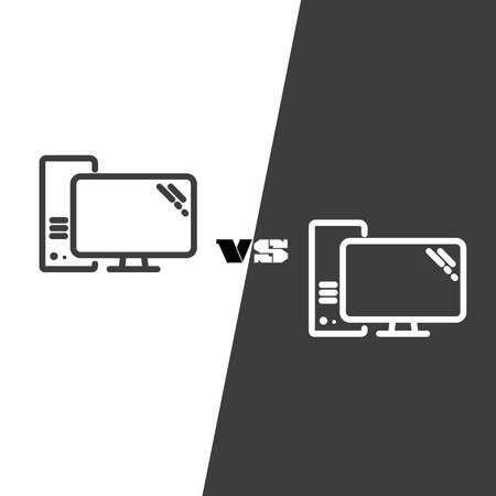 PC sign. easy line symbols. Dark VS Lightの写真素材