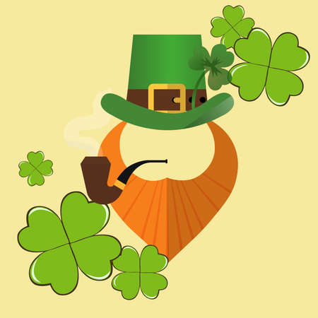 Postcard for St. Patrick's Day with a man with a red beardのイラスト素材
