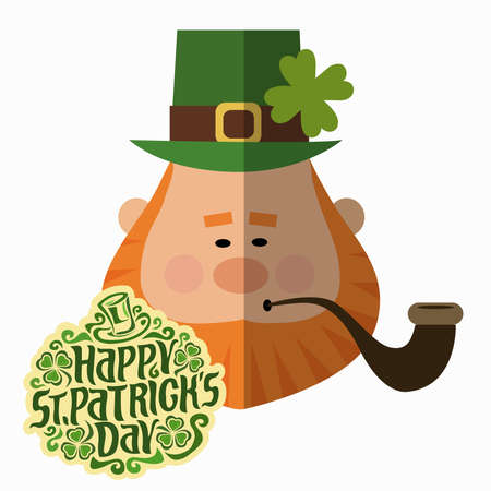 Postcard for St. Patrick's Day with a man with a red beardのイラスト素材