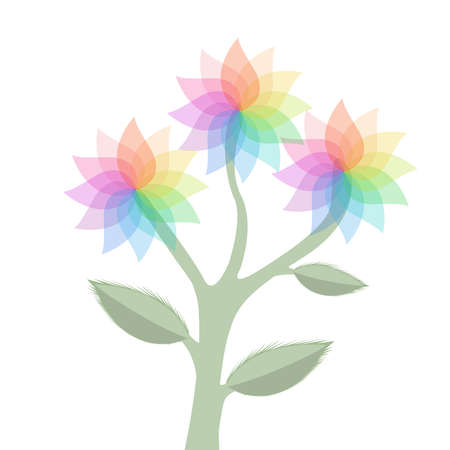 Rainbow color flower. Strange flower. Vector illustrationのイラスト素材