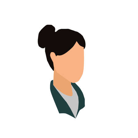 Young woman cartoon blue linesのイラスト素材