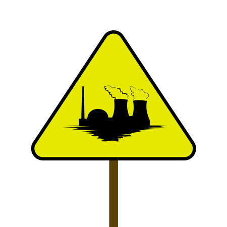 Road Sign Air Pollution Factories. illustrationのイラスト素材