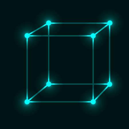 3D cube visualization. Simple line iconのイラスト素材