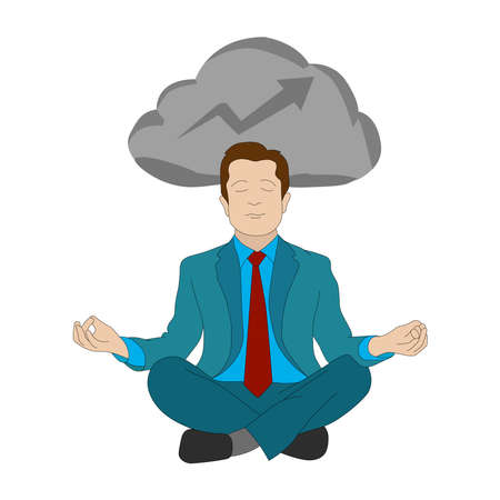 picture of office man and meditation positionのイラスト素材