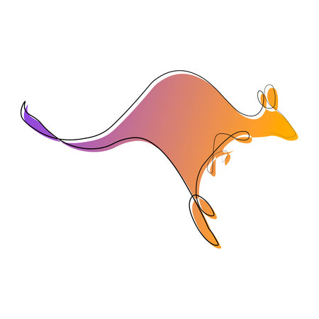 Kangaroo line icon. On a backgroundのイラスト素材