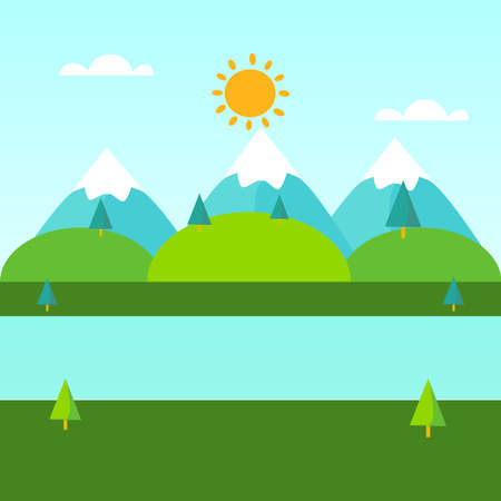 Spring mountains and green pictureのイラスト素材