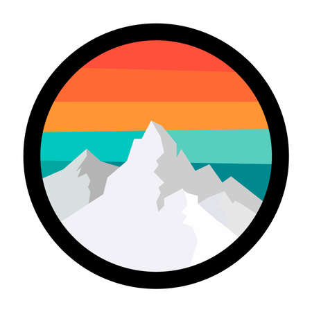 mountain travel emblem. Camping outdoor adventure emblems, badges and logo.のイラスト素材