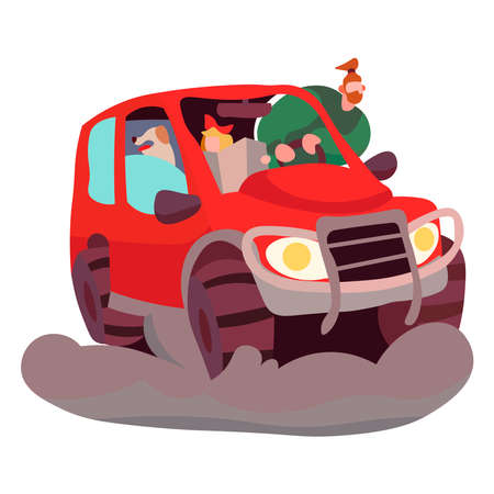 Family traveling by car. illustrationのイラスト素材