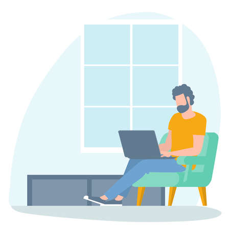 Picture of working from home.のイラスト素材