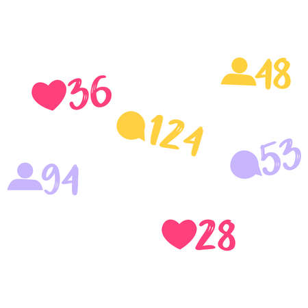 icon of likes, friends, messages on a white backgroundのイラスト素材