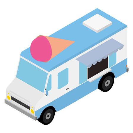 Picture of car with ice cream on a white background.のイラスト素材