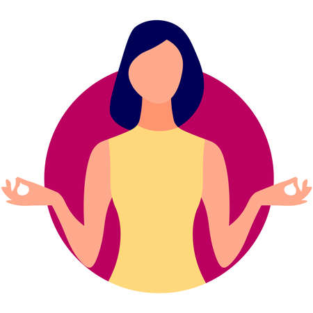 Girl meditates on a white background.のイラスト素材