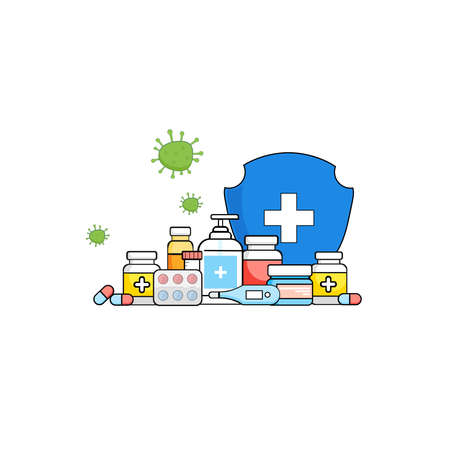 Picture of pills on a white backgroundのイラスト素材