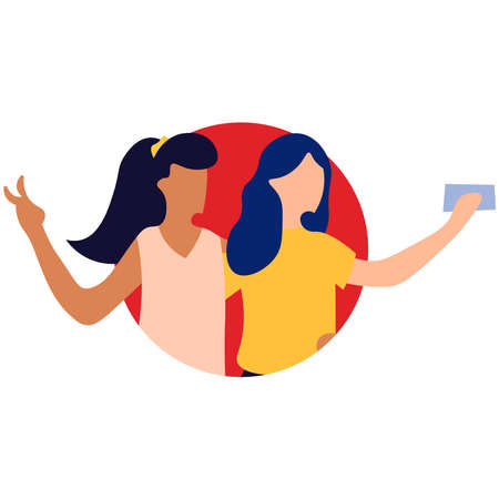 Picture of friendship girls on a white background.のイラスト素材