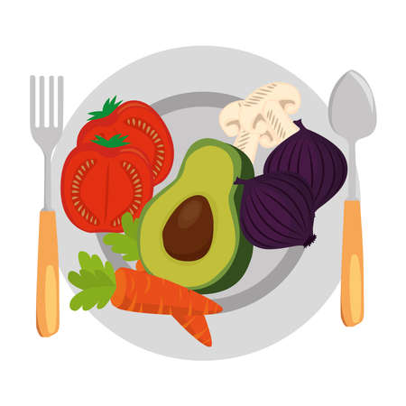 Picture of a dish of vegetables on a white background.のイラスト素材