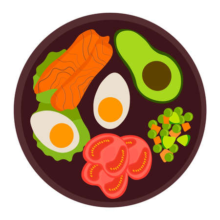 Picture of a dish of vegetables on a white background.のイラスト素材