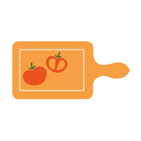 Picture of a board with chopped tomatoes on a white background.のイラスト素材