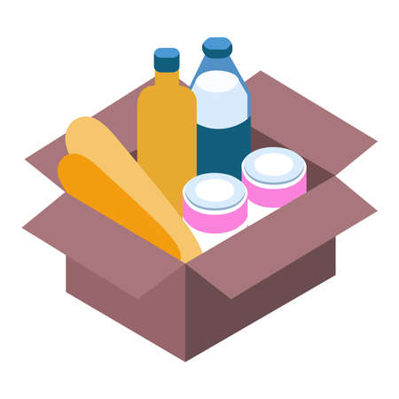 Picture of a box with food on a white backgroundのイラスト素材