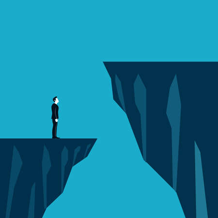 Concept of businessman on a cliffのイラスト素材