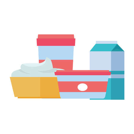 Picture of dairy products on a white background.のイラスト素材