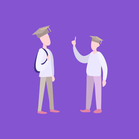 Picture of students on a purple background.のイラスト素材