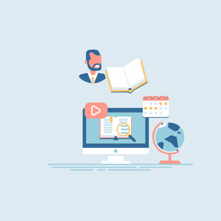 Online learning concept. Science education quarantineのイラスト素材