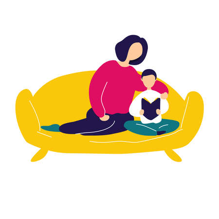 Picture of mom and baby on a white background.のイラスト素材