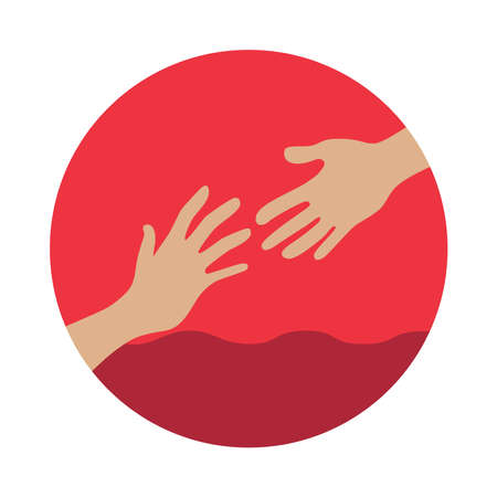 Icon of two hands reaching out to each other on a white background.のイラスト素材