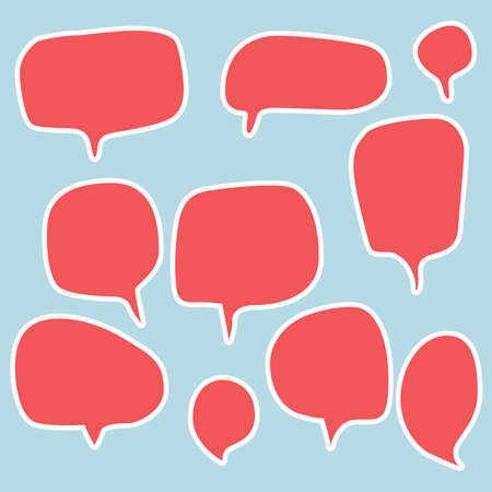 Set of messages on a blue background.のイラスト素材