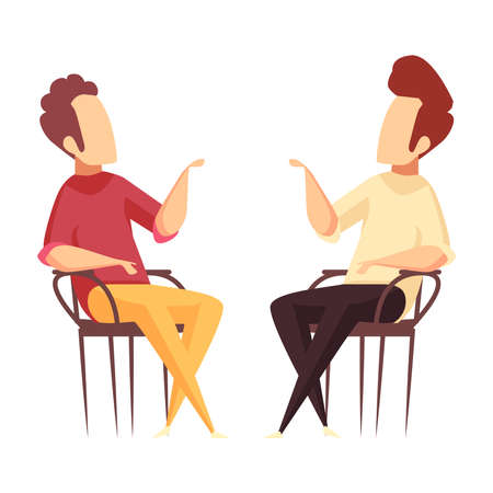 Friends communicate on a white background.のイラスト素材