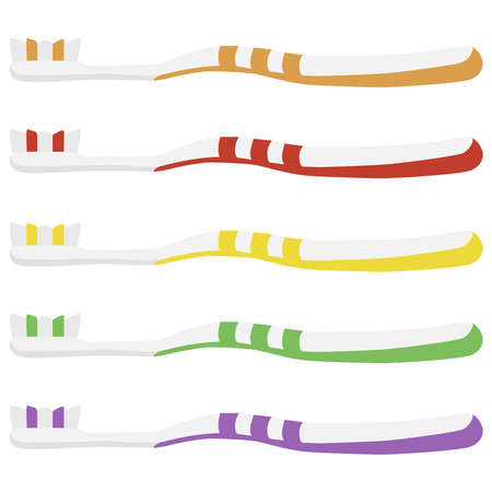 Set of colorful toothbrushes on a white background.のイラスト素材