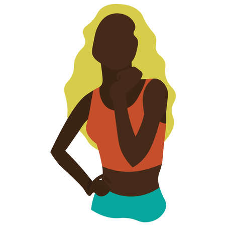 Icon of a girl in a bathing suit on a white background.のイラスト素材