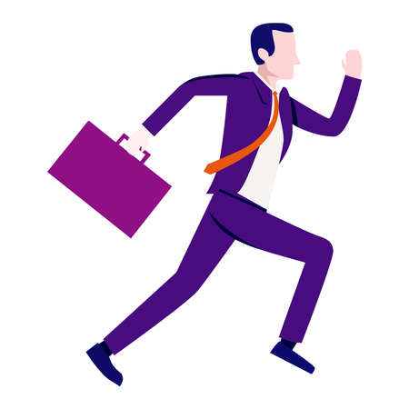 Picture of a businessman running on a white background.のイラスト素材