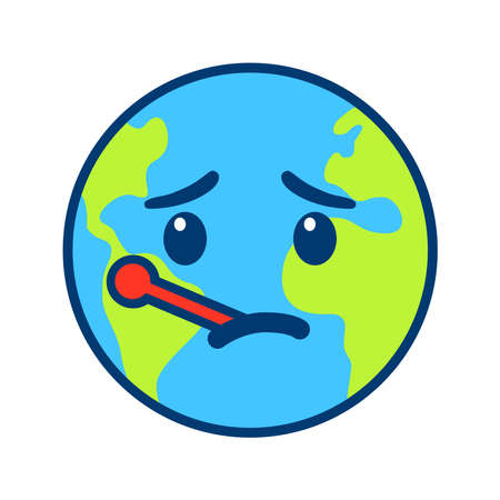 Icon of a sick planet on a white background.のイラスト素材