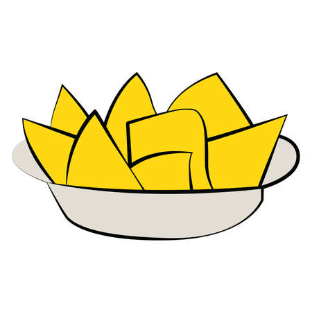 Picture of a plate of chips on a white background.のイラスト素材