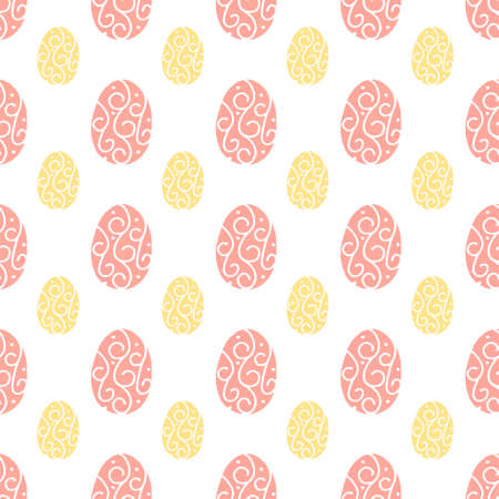 on white background. Easter holiday background of doodle eggs. Hand drawn doodle egg.のイラスト素材