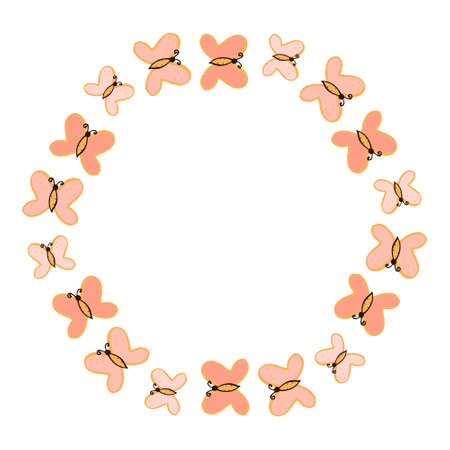 Fashion decorative oval frame butterfly. Isolated on white backgroundのイラスト素材