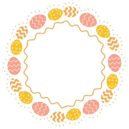 Vector simple oval frame with colored easter eggsのイラスト素材
