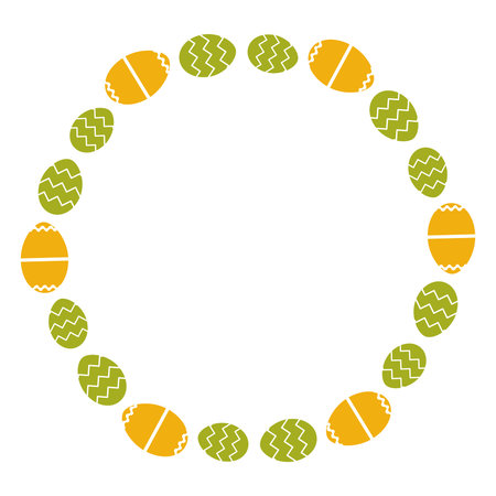 Vector simple oval frame with colored easter eggsのイラスト素材