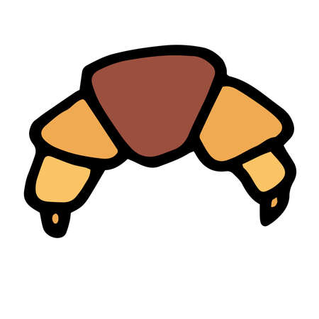 vector illustration colored doodle croissant.のイラスト素材