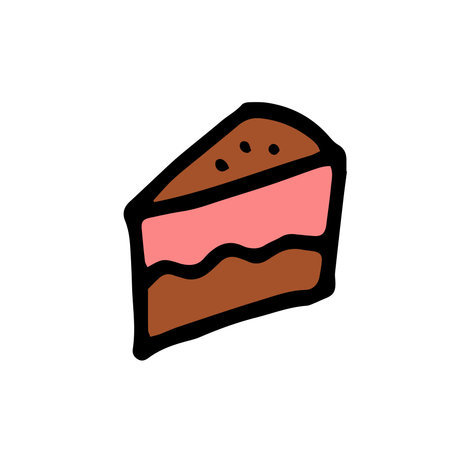 vector illustration colored doodle a piece of cake.
