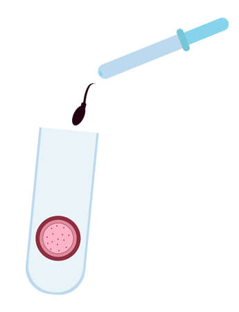 In vitro fertilisation icon. Putting sperm in a test tube. Medical, biological and healthcare concept. Artificial insemination element. Vector illustration isolated on a white background.のイラスト素材
