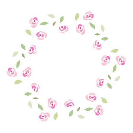 Colored vector illustration of floral frame. Rustic. Hand drawn simple line. Black stroke. Isolated on white background. Brush. Elegant and noble. Best for wedding design. Invitation. Copy spaceのイラスト素材