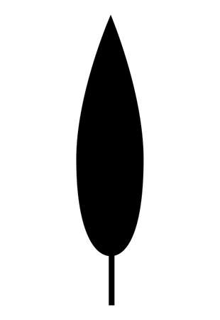 leaf silhouette vector. Black shape with lanceolate Leaf shape.のイラスト素材