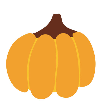 Hand drawn cartoon orange pumpkin. Cute funny vector illustration isolated on white background.のイラスト素材